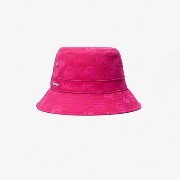 Michael Kors Logo Embossed Stretch Cotton Bucket Hat, Dragon Fruit, NWT - Picture 1 of 4